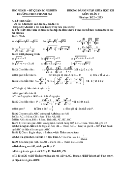 Hướng dẫn ôn tập giữa kì 1 Toán 9 năm 2022 – 2023 THCS Thanh Am – Hà Nội