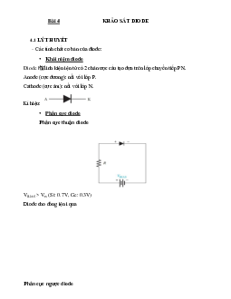 Báo cáo thực hành môn Kỹ thuật điện tử Bài "Khảo sát Diode"  | Đại học Bách khoa Thành phố Hồ Chí Minh