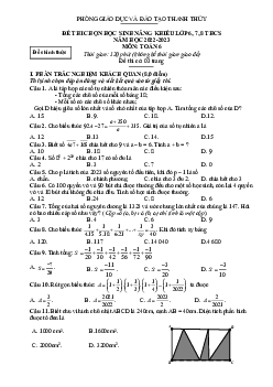 Đề học sinh năng khiếu Toán 6 năm 2022 – 2023 phòng GD&ĐT Thanh Thủy – Phú Thọ