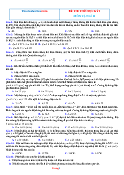 Đề thi thử môn Lý 11 học kì 1 trắc nghiệm (có đáp án) năm 2021-2022