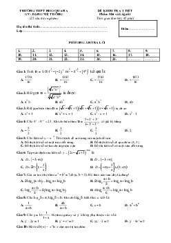 Đề kiểm tra Giải tích 12 chương 2 trường THPT Nho Quan A – Ninh Bình