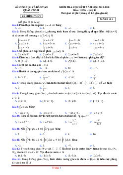 Đề thi học kỳ 2 toán 12 sở gd và đt quảng nam 2019-2020 (có đáp án)