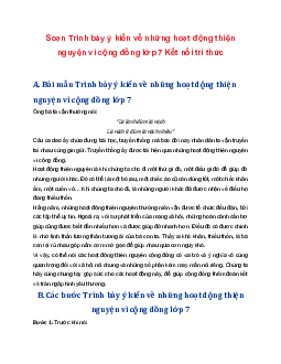 Soạn bài Trình bày ý kiến về những hoạt động thiện nguyện vì cộng đồng | Ngữ văn 7 Tập 1 Kết nối tri thức