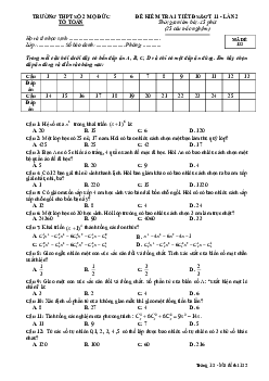 Đề kiểm tra 1 tiết Đại số và Giải tích 11 chương 2 trường Mộ Đức 2 – Quảng Ngãi
