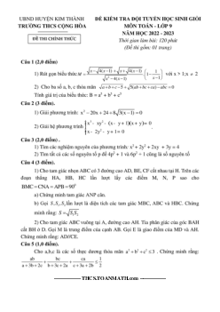 Đề thi học sinh giỏi Toán 9 năm 2022 – 2023 trường THCS Cộng Hòa – Hải Dương