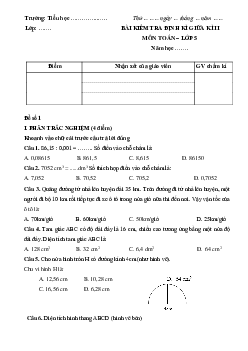 Đề thi giữa kì 2 lớp 5 môn Toán - Đề 1
