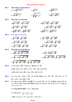 Bài tập toán 9 tuần 1 (có đáp án và lời giải chi tiết)