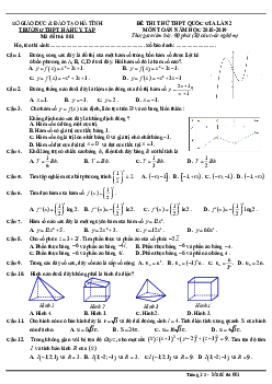 Đề thi thử Toán THPT Quốc gia 2019 lần 2 trường Hà Huy Tập – Hà Tĩnh