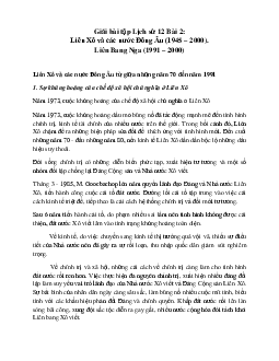 Giải bài tập SGK Lịch Sử 12 Bài 2: Liên Xô và các nước Đông Âu (1945-2000). Liên Bang Nga (1991-2000)