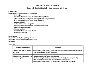 Giáo án Tiếng Anh 10 sách Kết nối tri thức với cuộc sống (Cả năm) | Unit 8