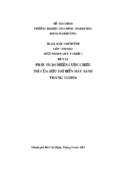 Tiểu luận "Phân tích chiến lược chiêu thị của công ty Điện máy xanh"
