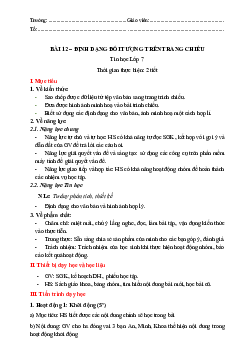 Giáo án Tin học 7 Bài 12: Định Dạng Đối Tượng Trên Trang Chiếu sách Kết nối tri thức với cuộc sống