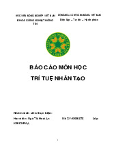 Báo cáo Môn Trí tuệ nhân tạo | Trường Học Viện nông nghiệp Việt Nam