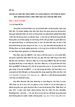 Tiểu luận "Đánh giá mức độ nhận biết của khách hàng về thương hiệu bảo hiểm Hanwha Life trên địa bàn thành phố Huế"