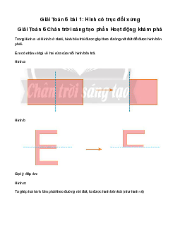Giải Toán 6 Bài 1: Hình có trục đối xứng sách Chân Trời Sáng Tạo