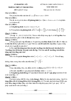 Đề thi Olympic Toán 11 năm 2019 – 2020 trường Lý Thánh Tông – Hà Nội