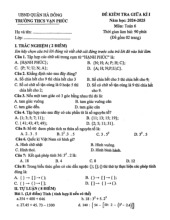 Đề giữa kì 1 Toán 6 năm 2024 – 2025 trường THCS Vạn Phúc – Hà Nội