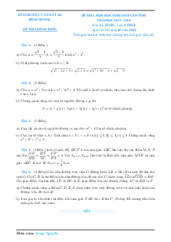 Đề thi học sinh giỏi tỉnh Toán 9 năm học 2019 – 2020 sở GD&ĐT Bình Dương