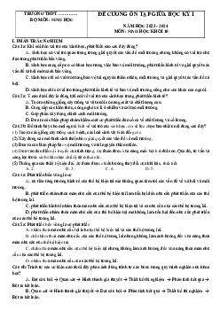 Đề cương ôn tập giữa học kì 1 môn Sinh học 10 sách Cánh diều