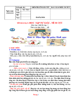 Giáo án GDCD 7 chân trời sáng tạo bài 3: Học tập tự giác tích cực