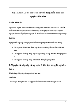 Giải sách Khoa học tự nhiên 7 Bài 4: Sơ lược về bảng tuần hoàn các nguyên tố hóa học | Kết nối tri thức
