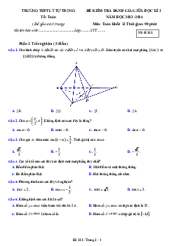 Đề giữa học kì 1 Toán 11 năm 2023 – 2024 trường THPT Lý Tự Trọng – Khánh Hòa