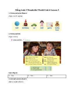 Giải BT Tiếng Anh 3 Wonderful World Unit 4 My clothes Lesson 3