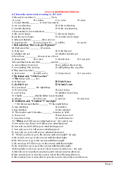 Chuyên đề 11: REPORTED SPEECH Tiếng Anh 9 (có lời giải)