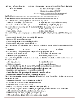Đề thi thử tốt nghiệp THPT Lịch Sử chuẩn cấu trúc đề minh họa 2021 có lời giải chi tiết và đáp án (Đề 6)