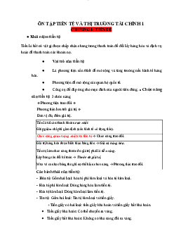 Đề cương ôn tập học phần Tiền tệ , ngân hàng và thị trường tài chính