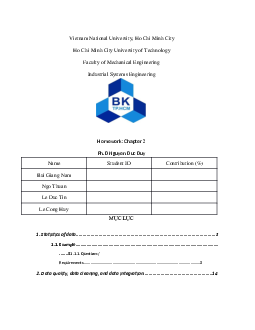 Bài tập môn Industrial Systems Engineering nội dung bằng tiếng Anh | Đại học Bách khoa Thành phố Hồ Chí Minh