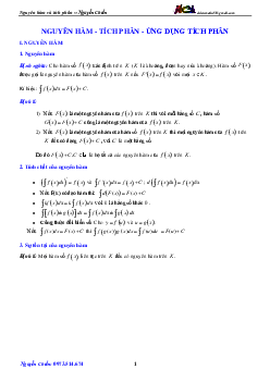 Chuyên đề tự luận nguyên hàm, tích phân và ứng dụng – Nguyễn Chiến Toán 12