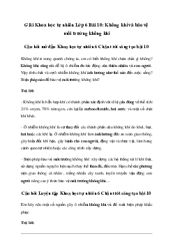 Giải Khoa học tự nhiên 6 Bài 10: Không khí và bảo vệ môi trường không khí - Chân Trời Sáng Tạo