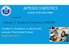 Analysis of Variance (ANOVA) | Bài giảng số 13 chương 7 học phần Applied statistics | Trường Đại học Quốc tế, Đại học Quốc gia Thành phố Hồ Chí Minh