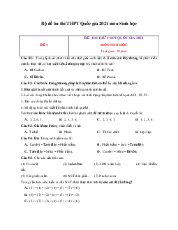 Bộ đề ôn thi THPT Quốc gia 2021 môn Sinh học có đáp án