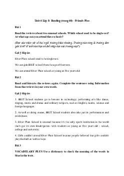 Giải Tiếng Anh 8 Unit 6: Reading | Friends Plus