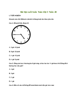 Bài tập cuối tuần lớp 3 môn Toán Kết nối tri thức - Tuần 29