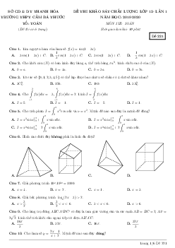 Đề khảo sát Toán 12 lần 1 năm 2019 – 2020 trường Cầm Bá Thước – Thanh Hóa