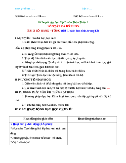 Giáo án Toán 2 sách Chân trời sáng tạo (Cả năm) | Tuần 1| Tiết 1