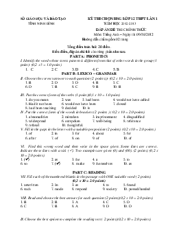 (Đáp án vòng 1) Đề thi chọn đội tuyển dự thi Học sinh giỏi quốc gia THPT tỉnh Ninh Bình năm học 2012-2013