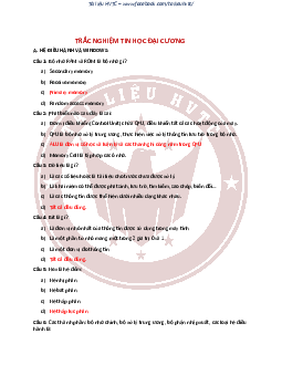 Trắc nghiệm Tin học đại cương (Có đáp án)