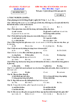 Đề thi học kỳ 2 môn hóa 9 Quảng Nam năm 2019-2020 (có lời giải)