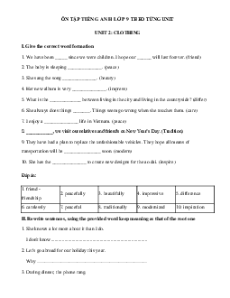 Bài tập tiếng Anh lớp 9 cũ Unit 2 Clothing