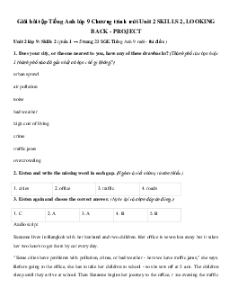 Giải bài tập Tiếng Anh lớp 9 Chương trình mới Unit 2 SKILLS 2, LOOKING BACK - PROJECT