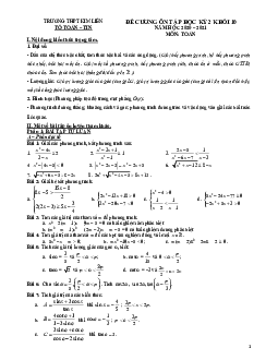 Đề cương ôn tập HK2 Toán 10 năm 2020 – 2021 trường THPT Kim Liên – Hà Nội