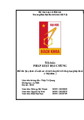 Tiểu luận Pháp luật đại cương nhóm 25 - Pháp luật đại cương (SSH1170) | Trường Đại học Bách khoa Hà Nội