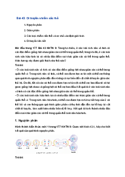 Giải Khoa học tự nhiên 9 Chân trời sáng tạo Bài 43: Di truyền nhiễm sắc thể