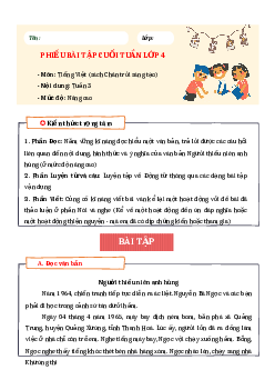 Phiếu bài tập cuối tuần lớp 4 nâng cao môn Tiếng Việt Chân trời sáng tạo - Tuần 3