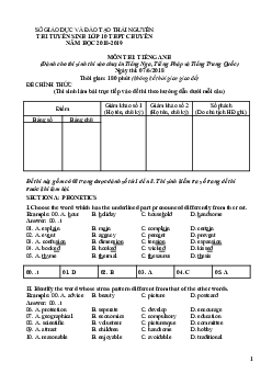 Đề Thi Chuyên Nga, Pháp, Trung Vào Lớp 10 Trường THPT Chuyên Thái Nguyên 2019