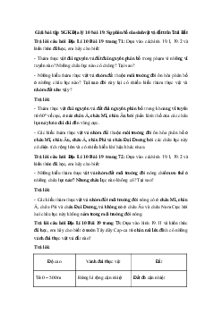 Giải bài tập SGK Địa lý 10 bài 19 ( có đáp án)